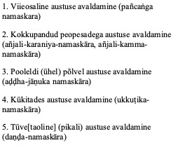 1. Viieosaline austuse avaldamine (pañcaṅga namaskara)…